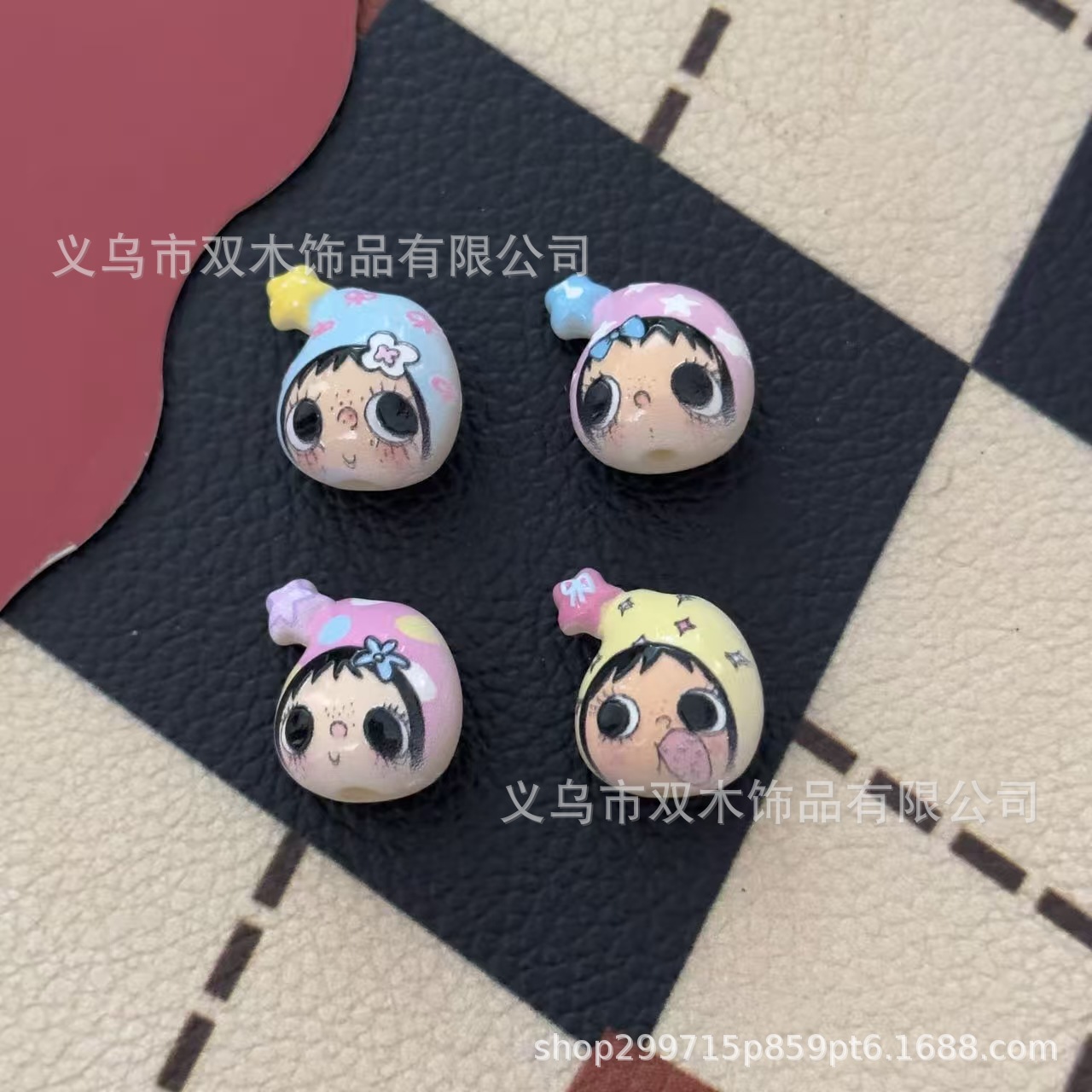 Phone Accessories Hanging - 10個入りプリントレリーフスターハットユユアバタービーズDIY携帯電話チェーンバッグトレーラーハンギングキーチェーンアクセサリー