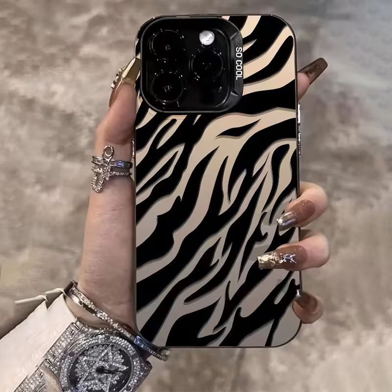 Phone Accessories Kiosk - ゼブラ柄ブラックアドバンスドIMD耐衝撃カバー iPhone 18 17 16 15