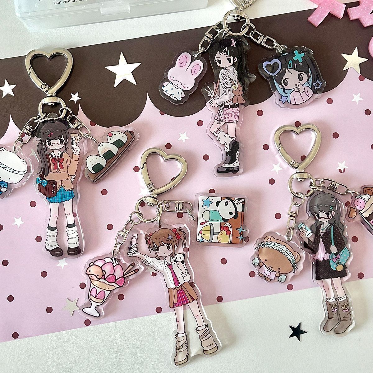 Phone Accessories Hanging - かわいい女の子の美的アクリル電話アクセサリーアクリルキーホルダー Y2k スタイルガールペンダントぶら下げアニメ飾り友人おもちゃギフト