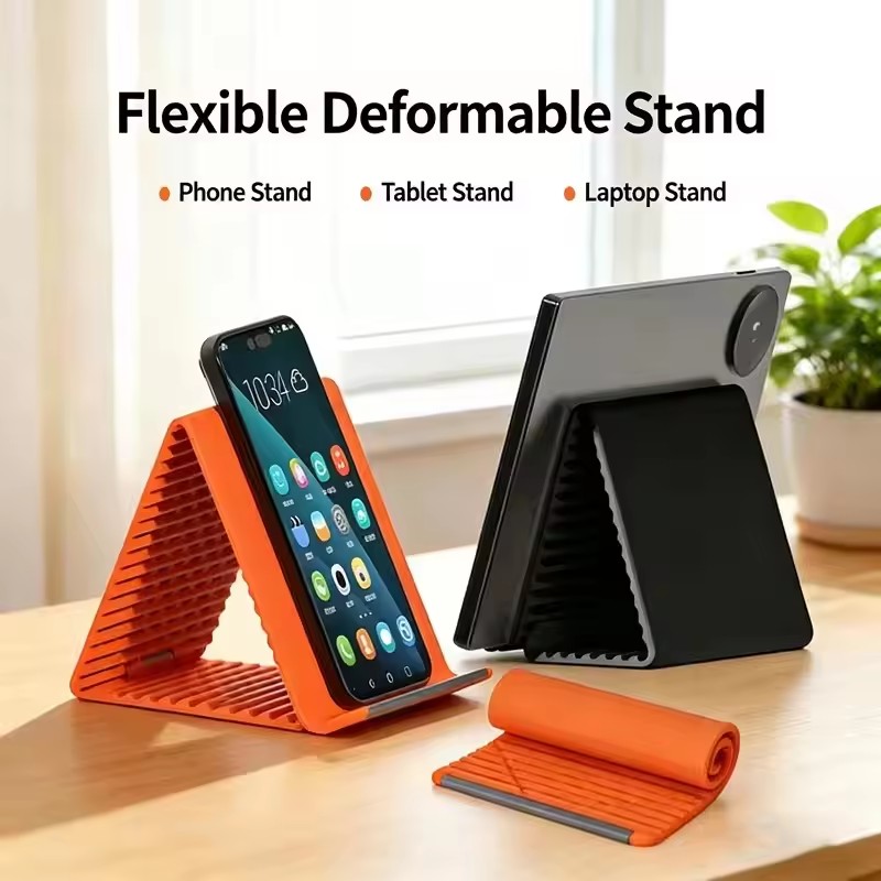 Desk Phone Stand - 怠惰な携帯電話スタンドシリコンデスクトップタブレットラップトップホルダークリエイティブフレキシブル折りたたみ式変形スタンドトラベルアクセサリー