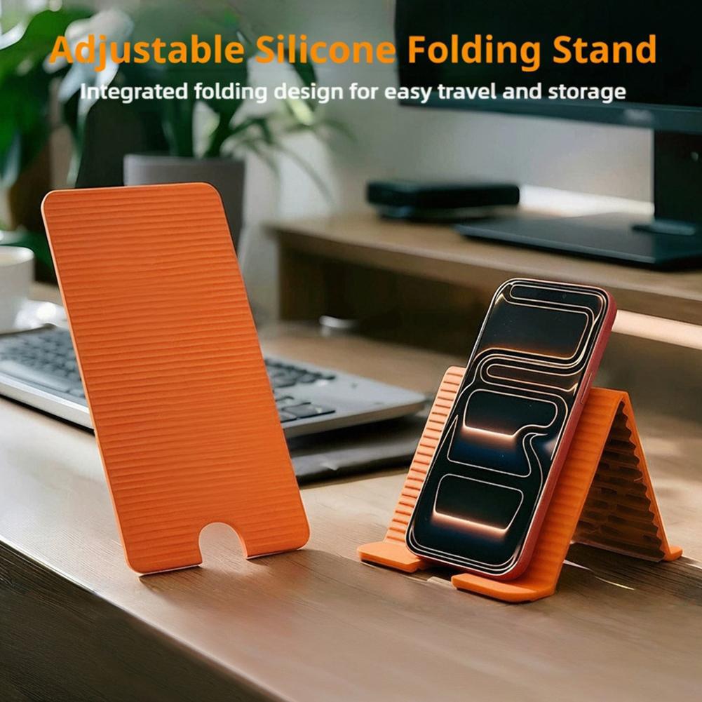 Desk Phone Stand - 柔軟な折りたたみ式シリコン製電話ホルダー iPhone、iPad、ラップトップ、タブレット用 ポータブル調整可能な多角度デスクトップスタンド ホームオフィス用