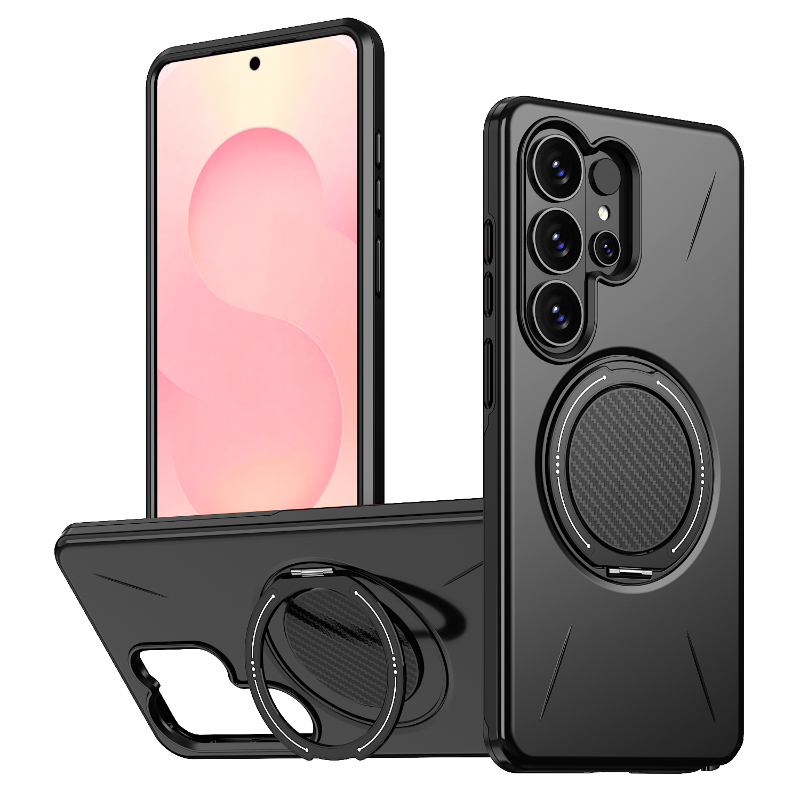 Phone Accessories Holder Car - マグセーフマグネティック360用 ° 回転式金属製車載ホルダー付きハードPC+ソフトTPUスマホケース、Samsung S26 Ultra、S24、S23、S25 Ultra