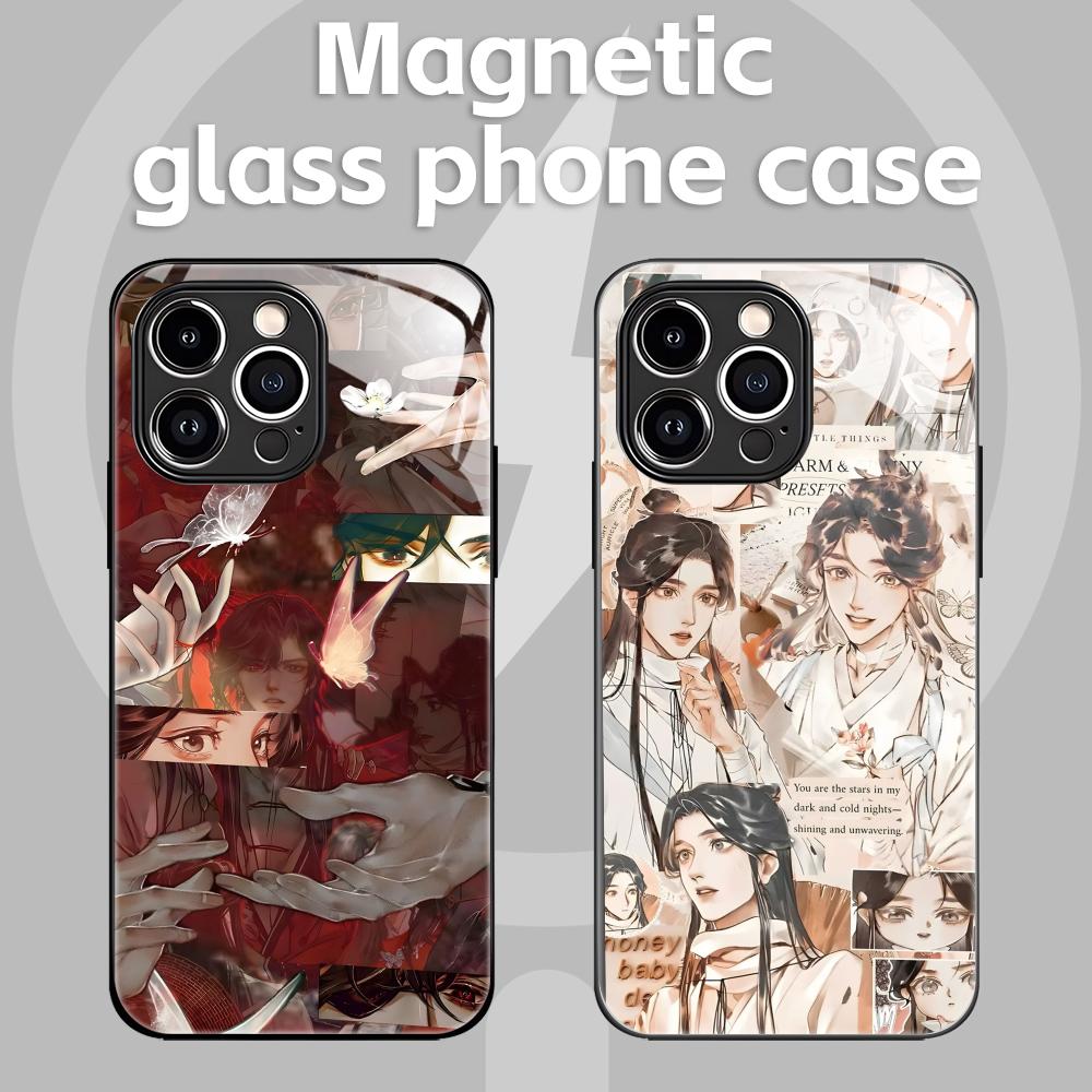 Phone Accessories Kiosk - アニメ「天国の職人の祝福」iPhone 16/15/14/13/12/11/X/XR/XS/8 Plus/Mini/Pro/Max対応 ガラス製マグネット式スマホケース