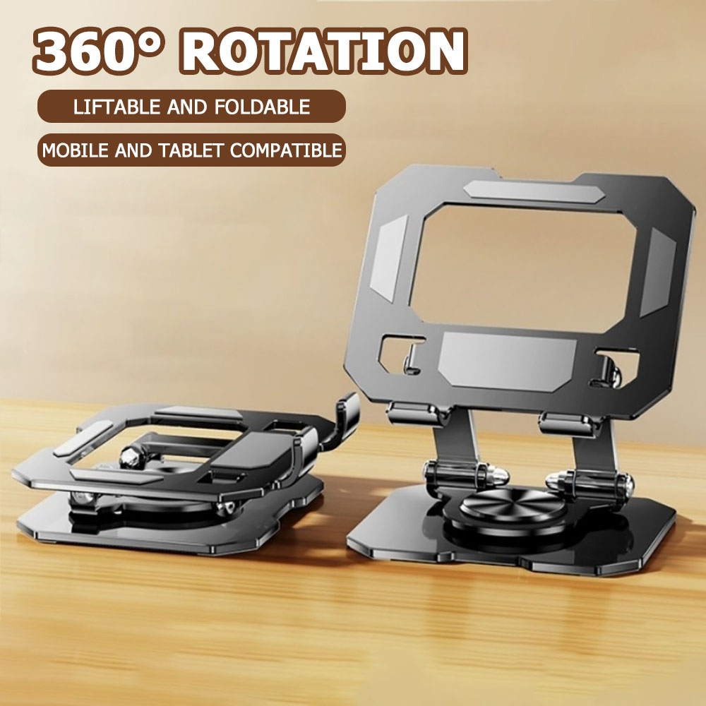 Neck Hanging Phone Holder - 360度回転タブレット電話スタンド調節可能なデスクホルダー折りたたみ式昇降式デスクトップキックスタンド滑り止め大型スクリーンタブレット対応