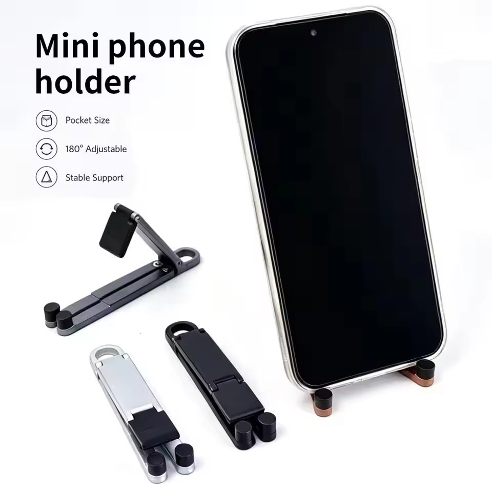 折りたたみ式キーチェーン型スマホスタンド 多角度調整可能 軽 - Desk Phone Stand のレビューと価格