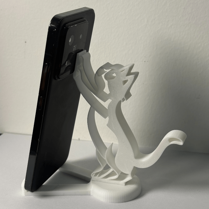 抽象的な中空ラインの猫型スマホスタンド、ミニマリストなキティ - Desk Phone Stand のレビューと価格