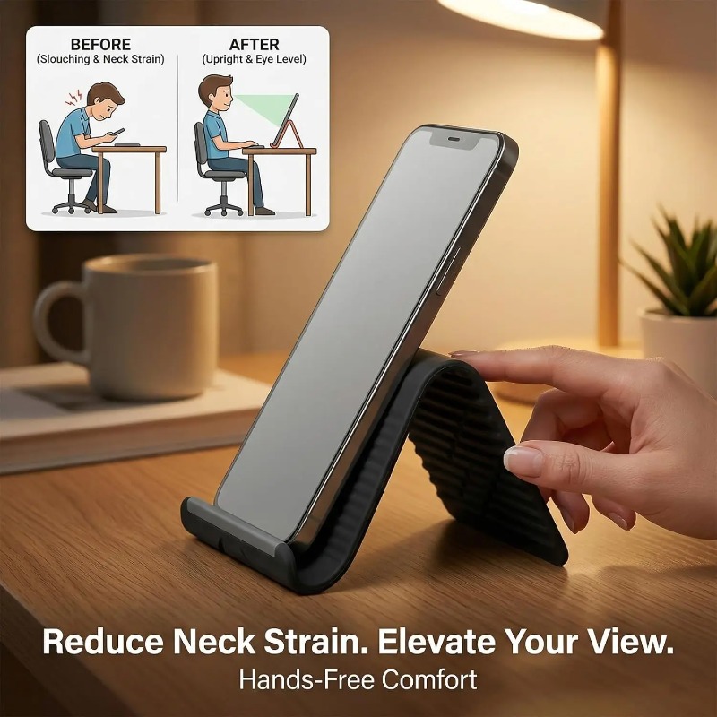 柔軟で折りたたみ可能なシリコン製携帯電話ホルダー、ポータブル - Desk Phone Stand のレビューと価格