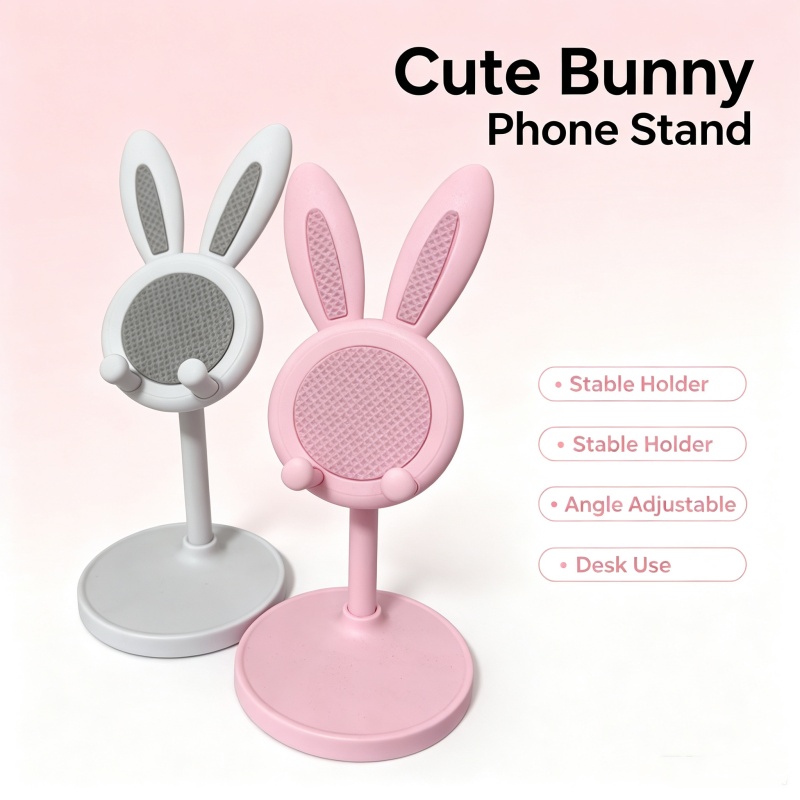 かわいいバニー電話スタンド調節可能なデスク電話ホルダー滑り止 - Desk Phone Stand のレビューと価格