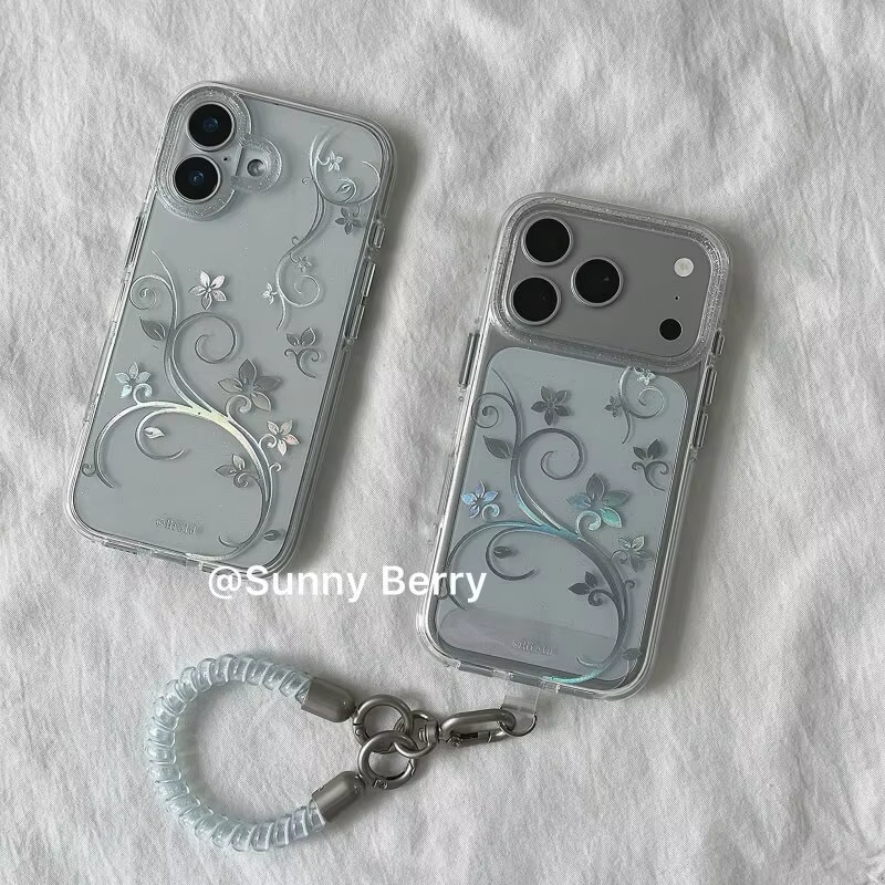 ファッションシンプルな花柄Y2Kグリッターフォンケース iP - Phone Accessories Kiosk のレビューと価格