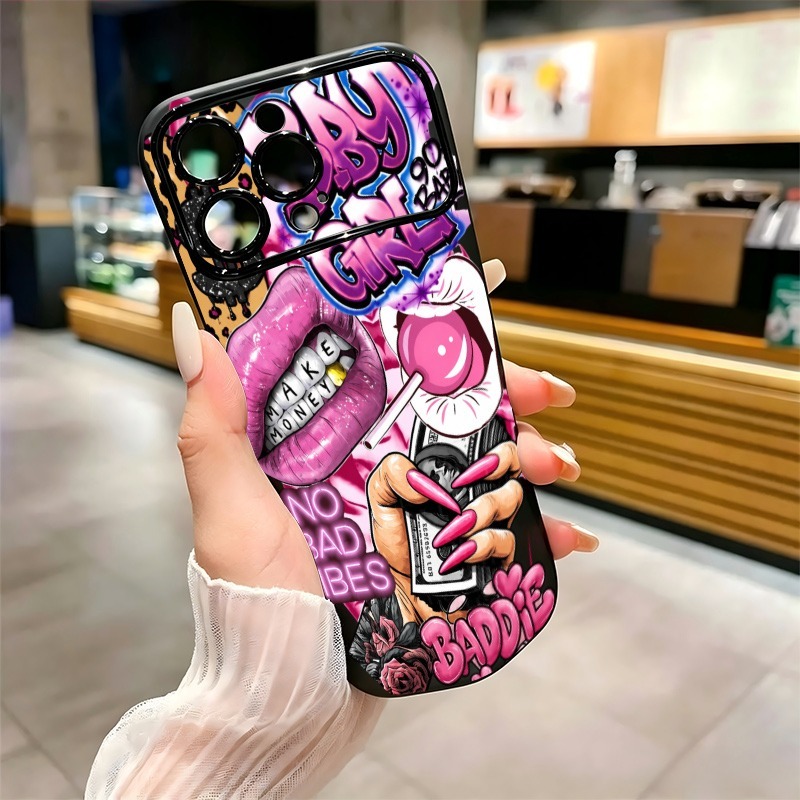 ヒップホップピンクリップスベビーガールグラフィティプリントi - Phone Accessories Kiosk のレビューと価格