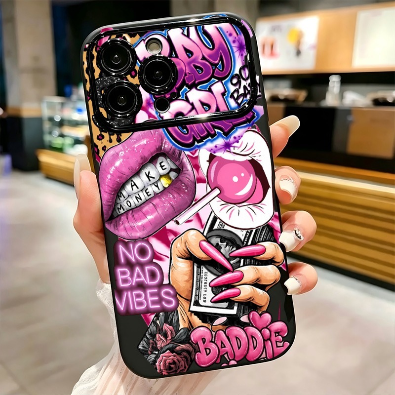 ヒップホップピンクリップスベビーガールグラフィティプリントi - Phone Accessories Kiosk のレビューと価格
