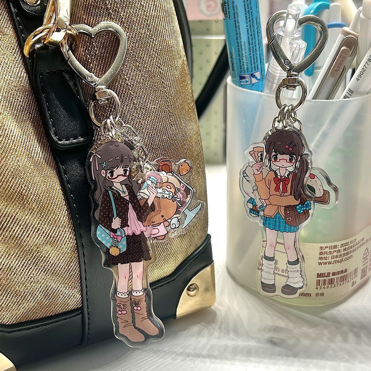 かわいい女の子の美的アクリル電話アクセサリーアクリルキーホル - Phone Accessories Hanging のレビューと価格
