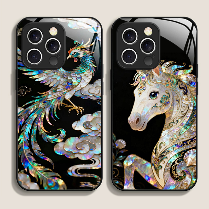 スタイリッシュな馬柄大理石テクスチャプリント強化ガラス製iP - Phone Accessories Kiosk のレビューと価格