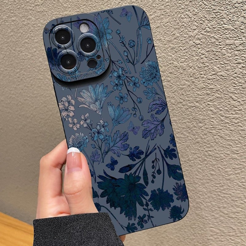 グレーベースの青紫の花柄iPhoneケース iPhone A - Phone Accessories Kiosk のレビューと価格