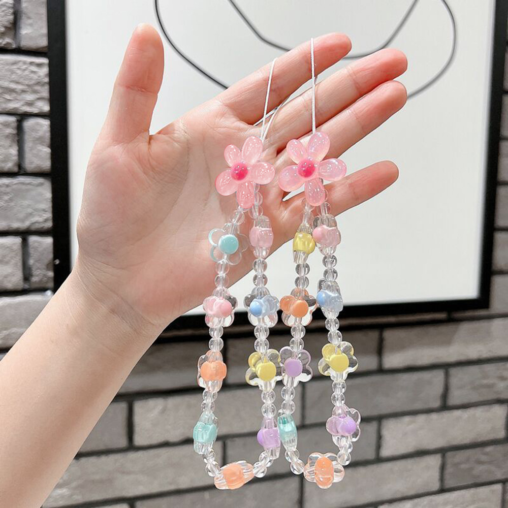 カラフルなひまわりビーズ携帯電話チェーンマカロンフラワービー - Phone Accessories Crochet のレビューと価格