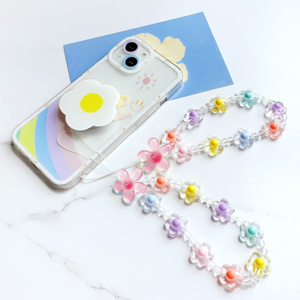 カラフルなひまわりビーズ携帯電話チェーンマカロンフラワービー - Phone Accessories Crochet のレビューと価格