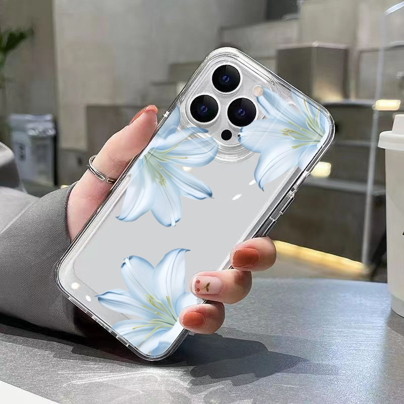 ファッショナブルで精巧な白いユリの花柄スマホケース iPho - Phone Accessories Kiosk のレビューと価格