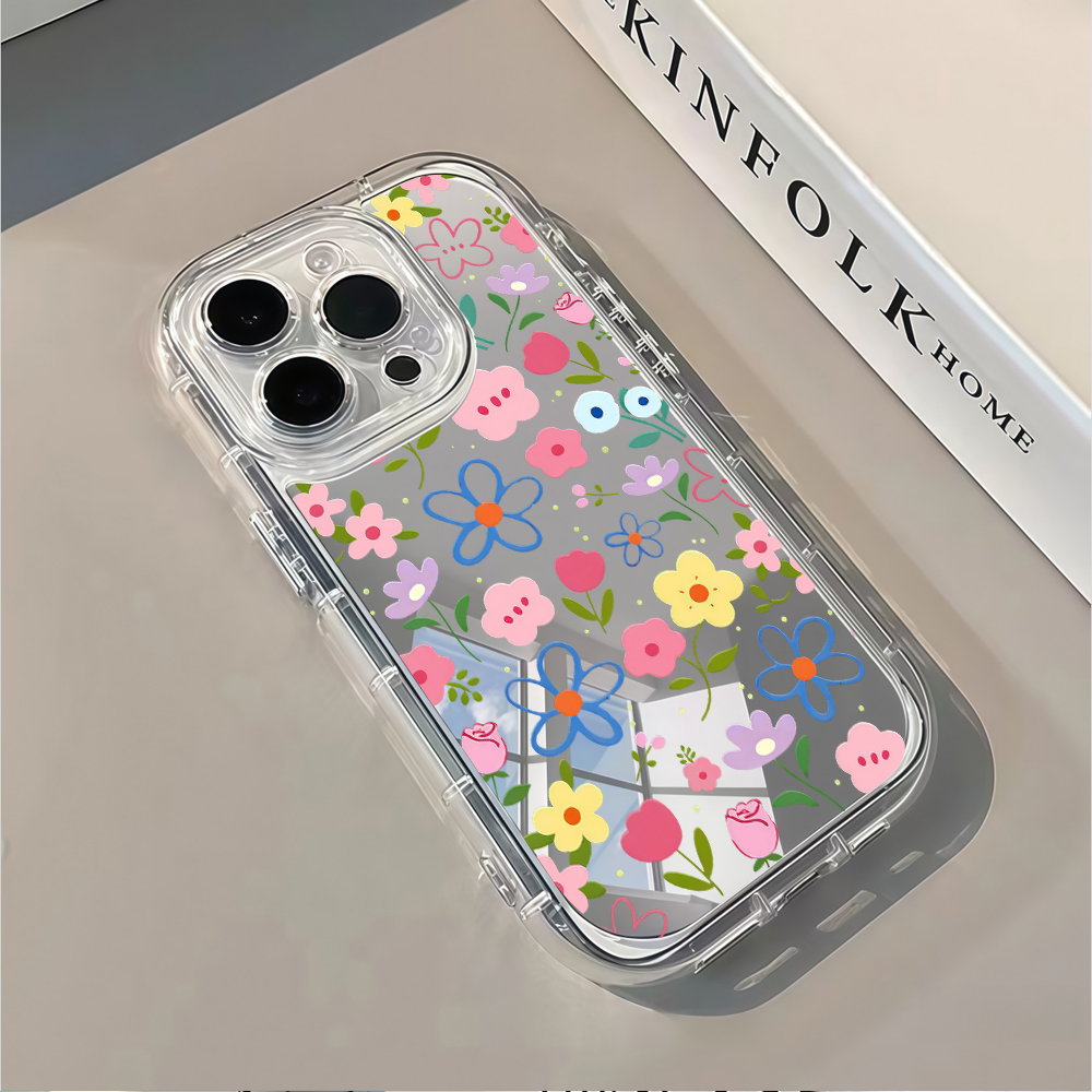 韓国風花柄シルバーミラー付きスマホケース iPhone 17 - Phone Accessories Kiosk のレビューと価格